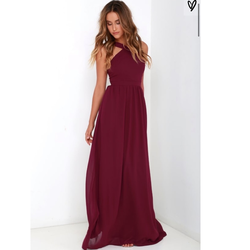 Lulu’s Air of Romance Burgundy Maxi Dress